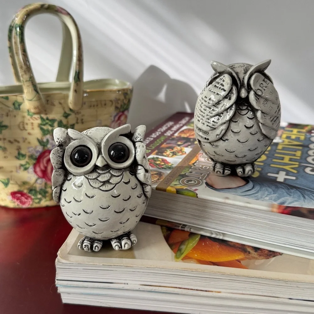 FAMICOZY Owl Figurine. Mini Cute Owl. Adorable Decoration for Home Set of 2